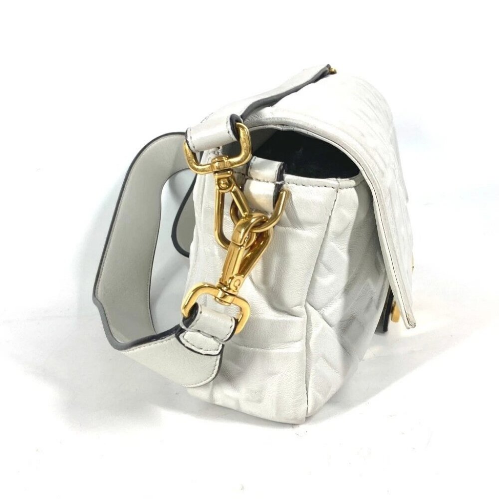 FENDI 8BR600 Zucca Mamma Baguette Shoulder 2WAY Bag Shoulder Bag Leather White - Picture 8 of 16